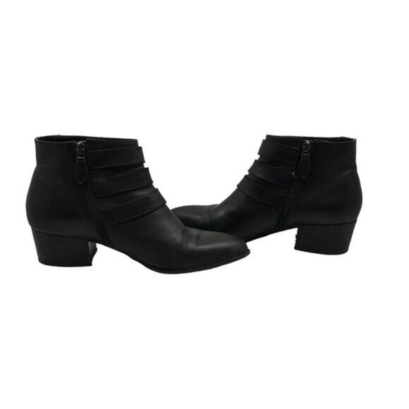 Via Spiga US 8 / 38 Ankle Boots Booties Black Leather Moto Biker Buckles Classic - Picture 4 of 12